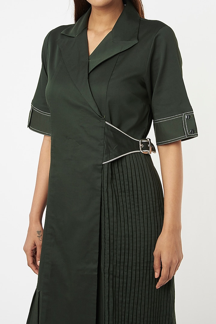 Olive Green Cotton Summer Dress by Veera Wear at Pernia's Pop Up Shop