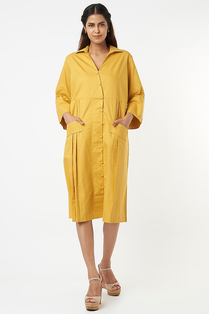 Yellow Cotton Dress by Veera Wear
