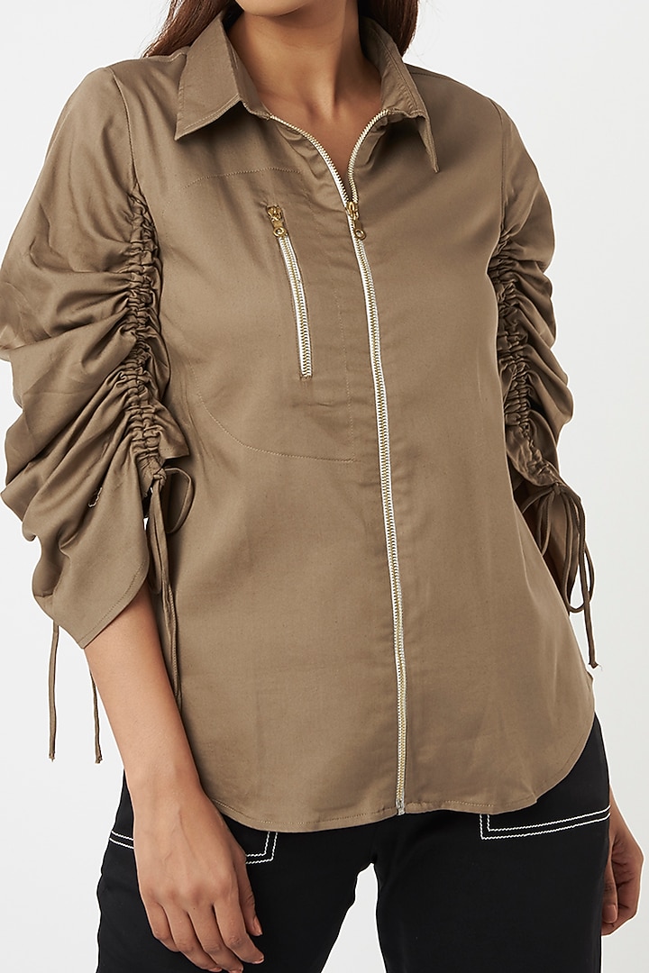 Olive Cotton Shirt by Veera Wear at Pernia's Pop Up Shop