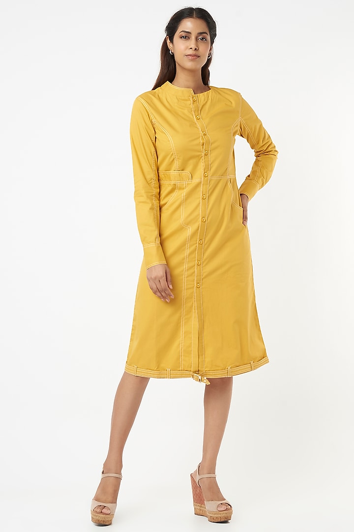 Yellow Dress In Cotton by Veera Wear