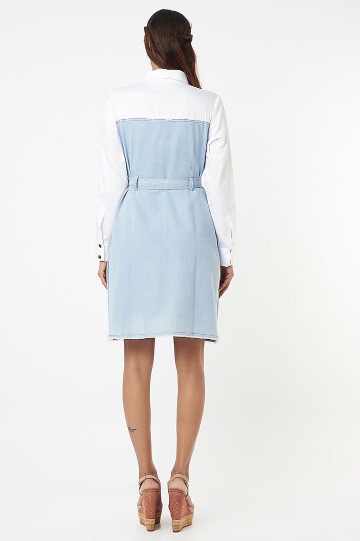 White & Blue Cotton Summer Dress by Veera Wear at Pernia's Pop Up Shop