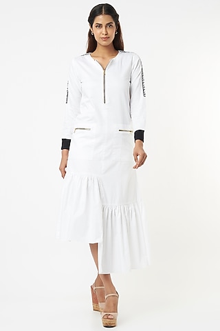 White Cotton Dress by Veera Wear