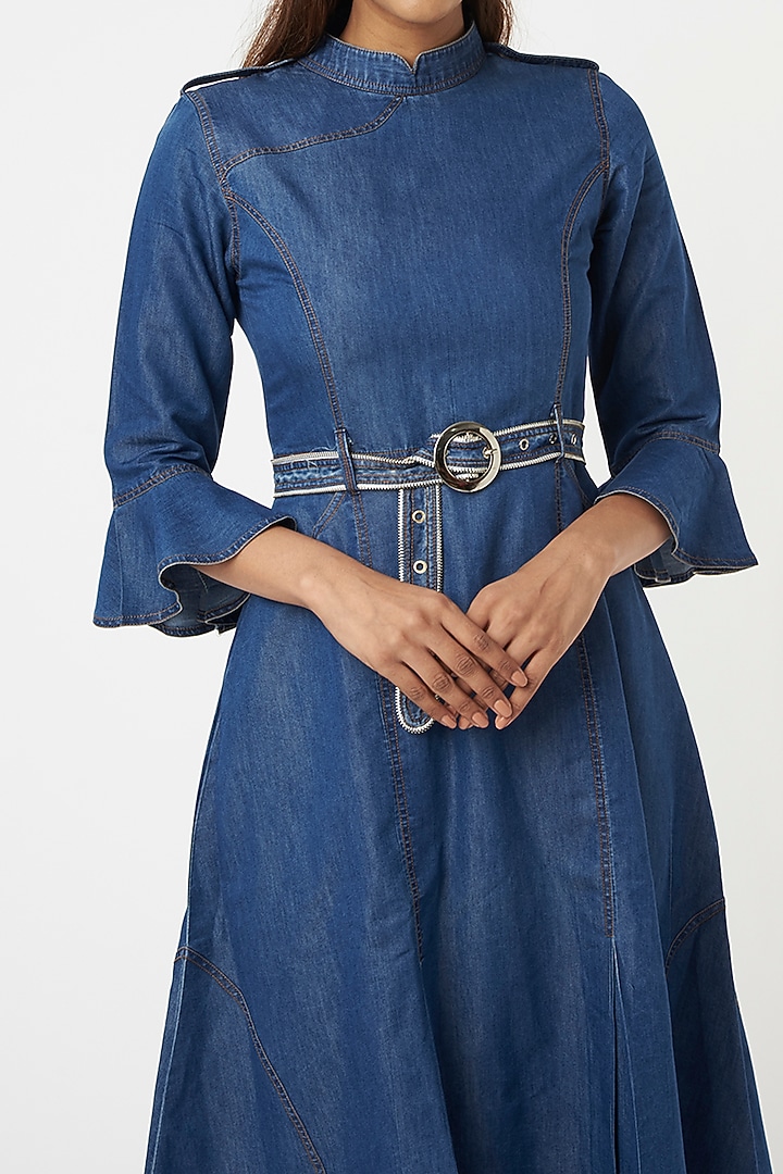 Cobalt Blue Denim Summer Dress by Veera Wear at Pernia's Pop Up Shop