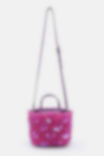 Pink Satin & Leather Embellished Mini Tote Bag by Versuhz
