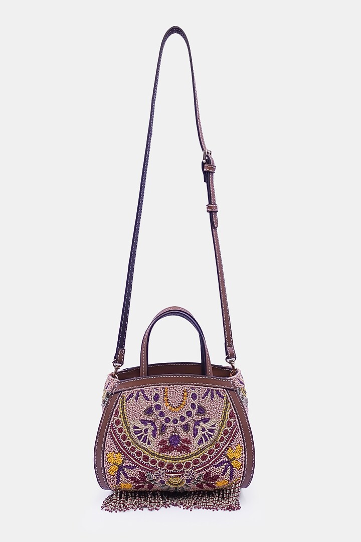 Multi-Colored Satin & Leather Embellished Mini Tote Bag by Versuhz at Pernia's Pop Up Shop