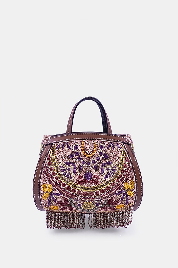 Multi-Colored Satin & Leather Embellished Mini Tote Bag by Versuhz at Pernia's Pop Up Shop