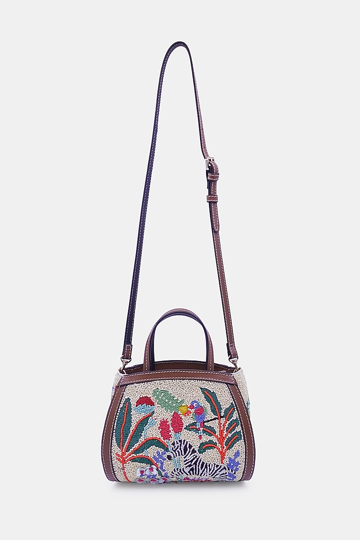 Multi-Colored Satin & Leather Embellished Mini Tote Bag by Versuhz