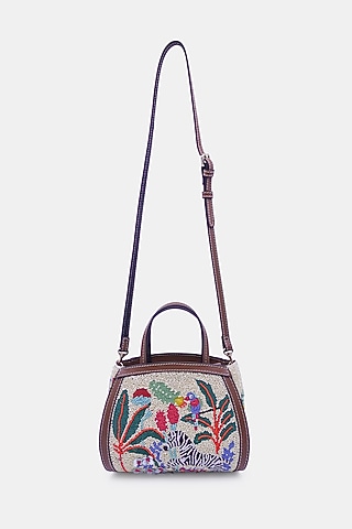 Multi-Colored Satin & Leather Embellished Mini Tote Bag by Versuhz