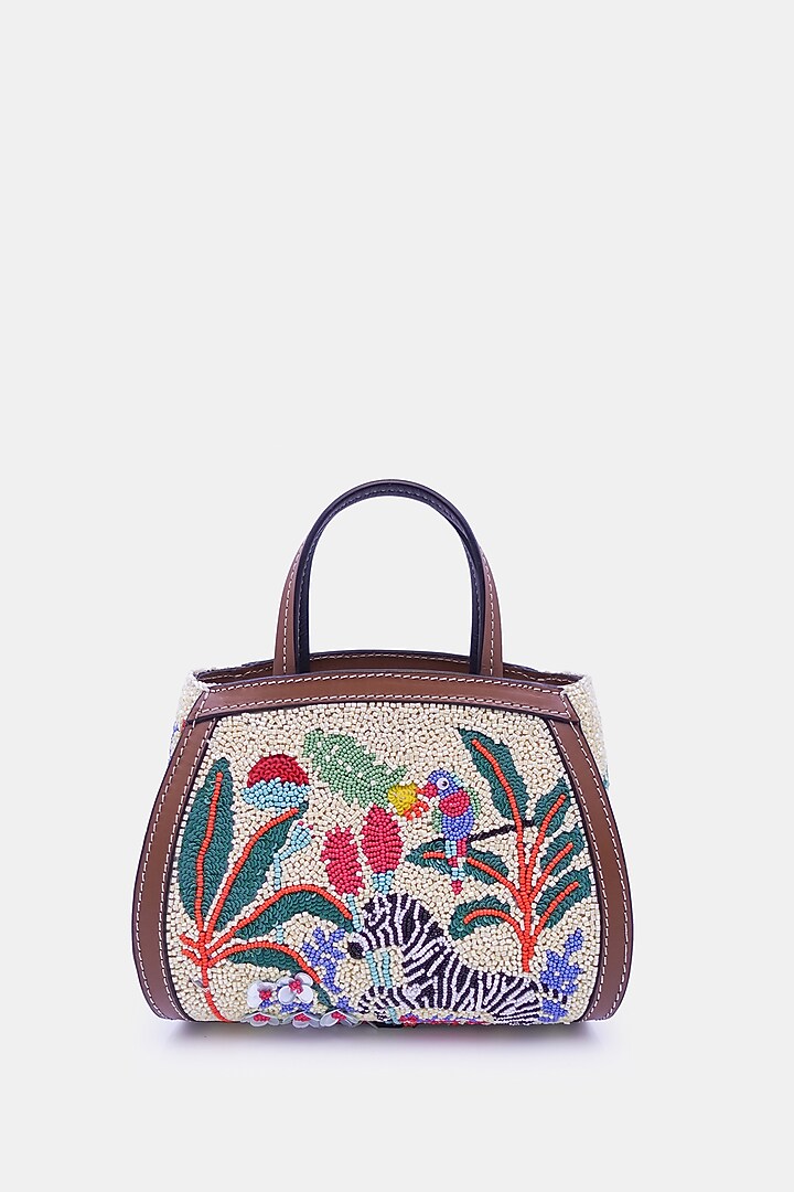 Multi-Colored Satin & Leather Embellished Mini Tote Bag by Versuhz at Pernia's Pop Up Shop