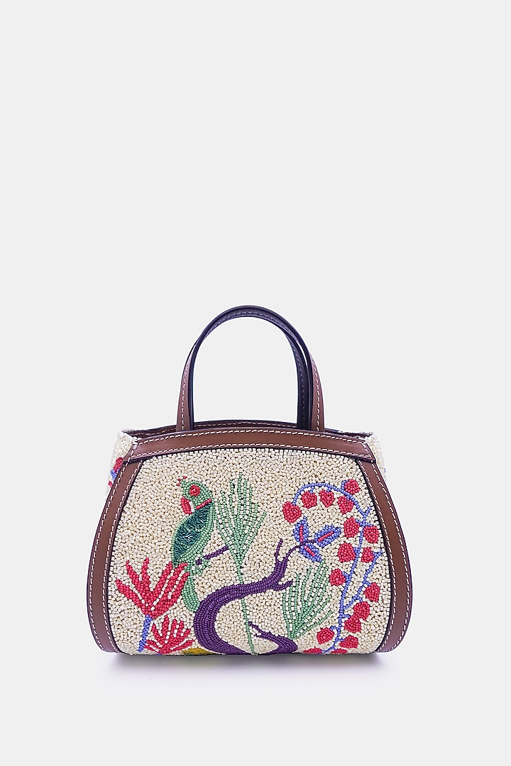 Multi-Colored Satin & Leather Embellished Mini Tote Bag by Versuhz at Pernia's Pop Up Shop