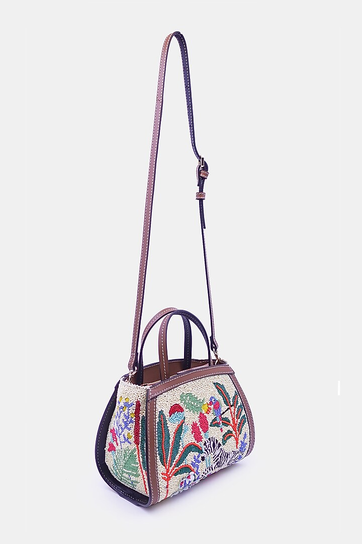 Multi-Colored Satin & Leather Embellished Mini Tote Bag by Versuhz at Pernia's Pop Up Shop
