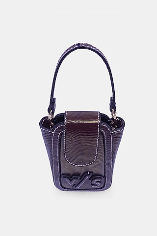 Brown Leather Embossed Waist Bag by Versuhz