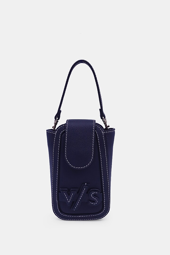 Navy Leather Embossed Waist Bag by Versuhz at Pernia's Pop Up Shop