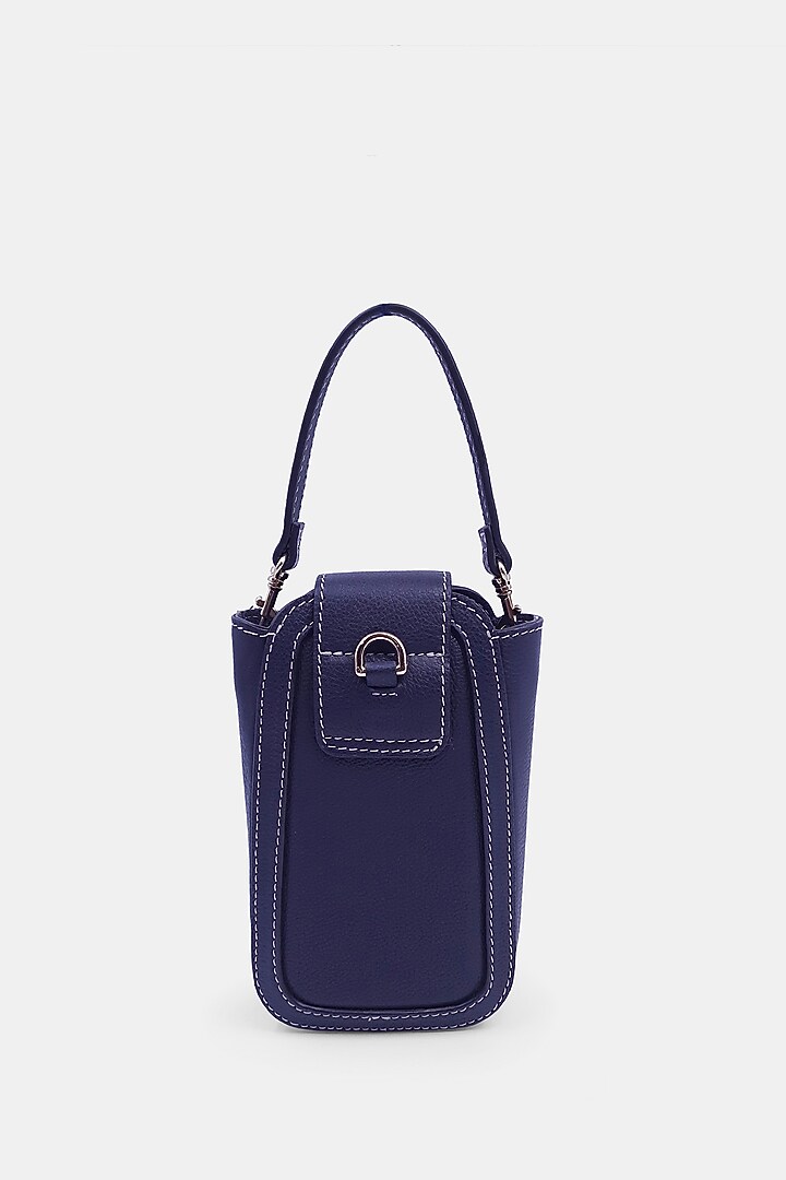 Navy Leather Embossed Waist Bag by Versuhz at Pernia's Pop Up Shop
