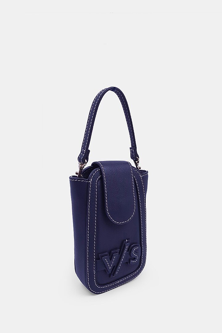 Navy Leather Embossed Waist Bag by Versuhz at Pernia's Pop Up Shop