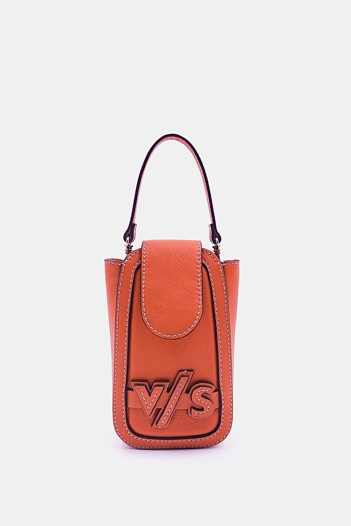 Orange Leather Embossed Waist Bag by Versuhz at Pernia's Pop Up Shop