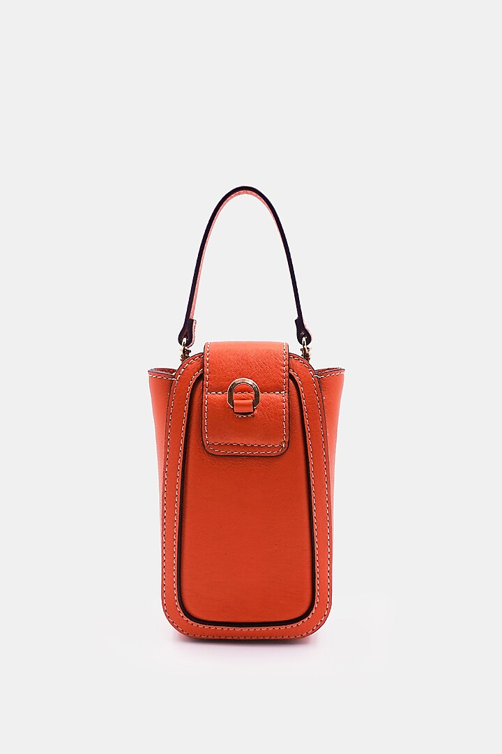 Orange Leather Embossed Waist Bag by Versuhz at Pernia's Pop Up Shop