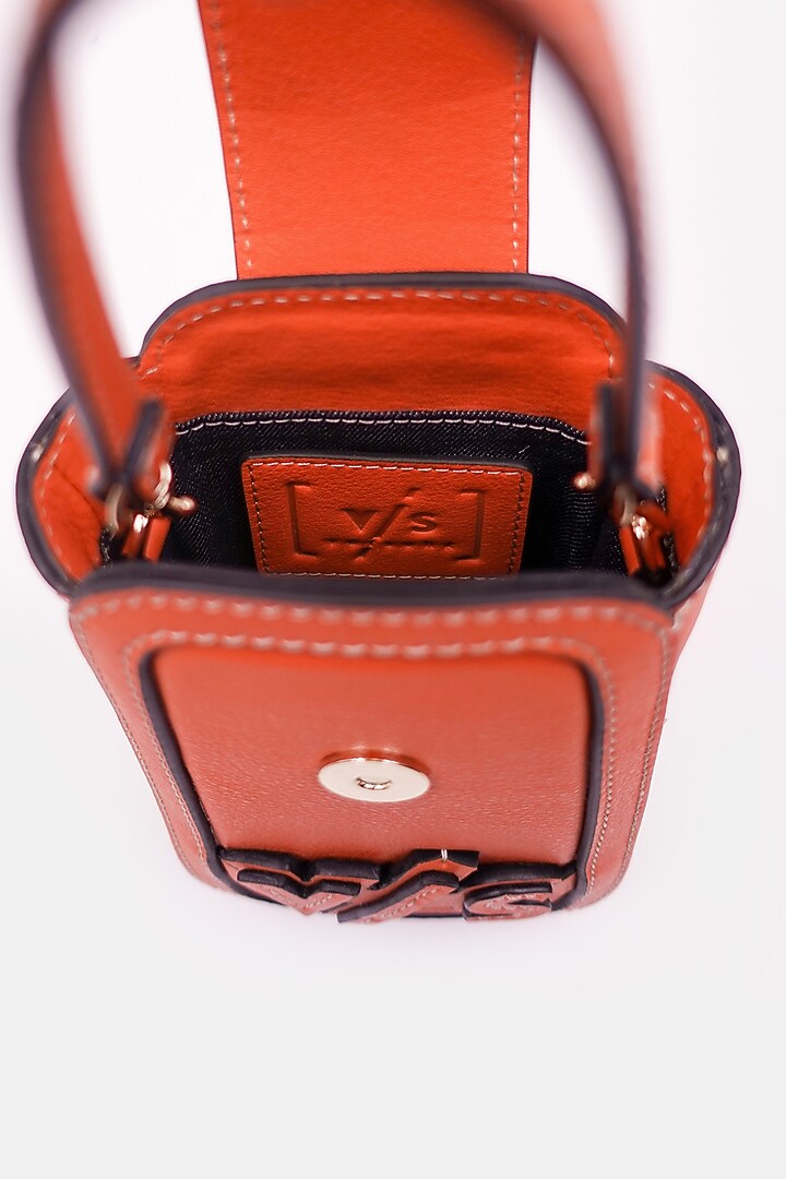 Orange Leather Embossed Waist Bag by Versuhz at Pernia's Pop Up Shop