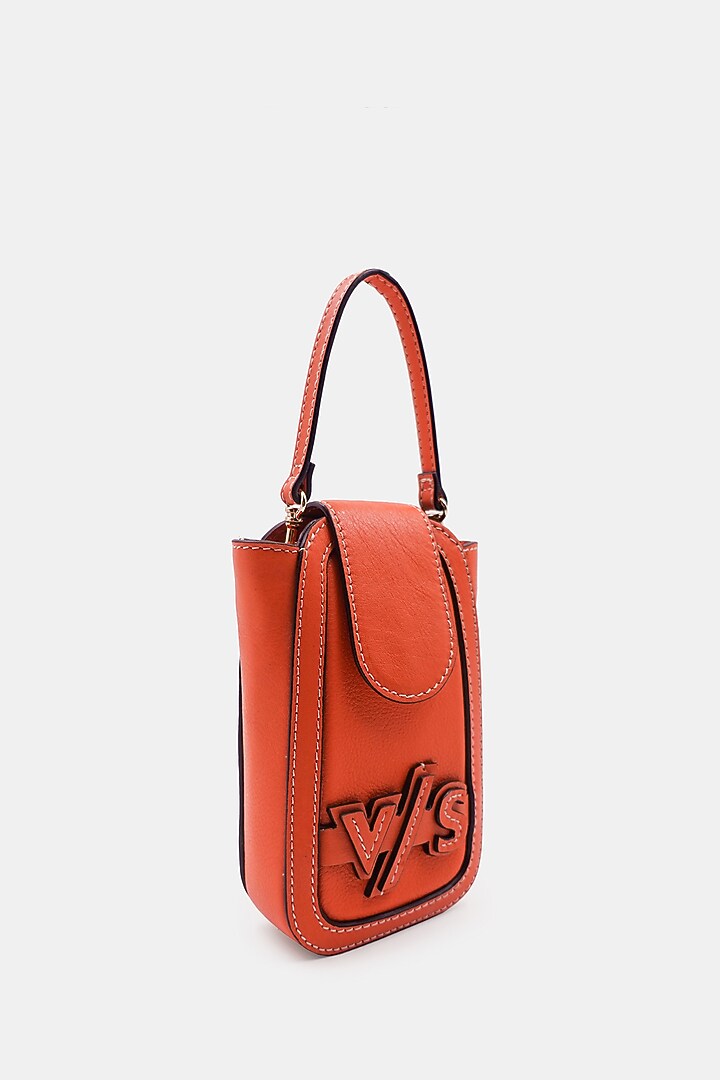 Orange Leather Embossed Waist Bag by Versuhz at Pernia's Pop Up Shop