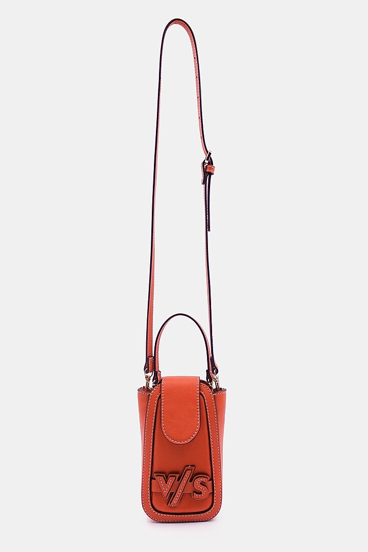 Orange Leather Embossed Waist Bag by Versuhz at Pernia's Pop Up Shop