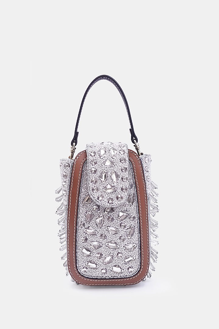 Silver Leather Embellished Waist Bag by Versuhz at Pernia's Pop Up Shop