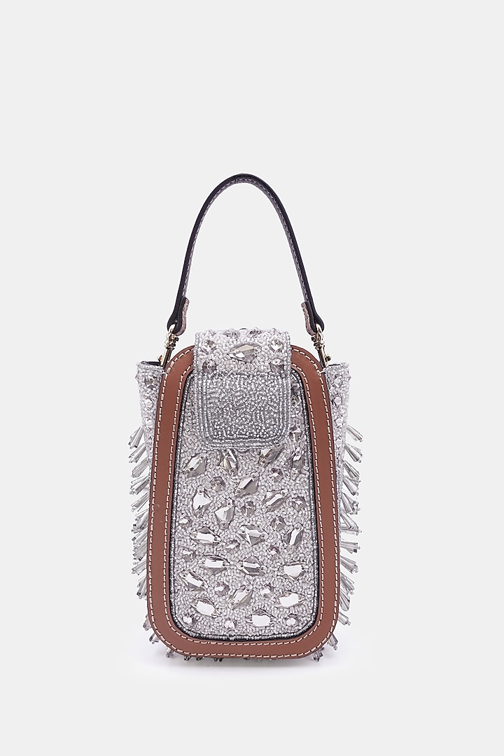 Silver Leather Embellished Waist Bag by Versuhz at Pernia's Pop Up Shop