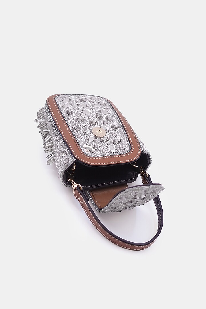 Silver Leather Embellished Waist Bag by Versuhz at Pernia's Pop Up Shop