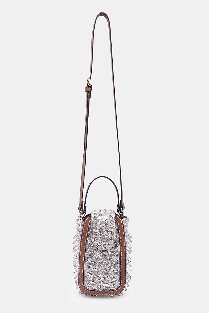 Silver Leather Embellished Waist Bag by Versuhz at Pernia's Pop Up Shop