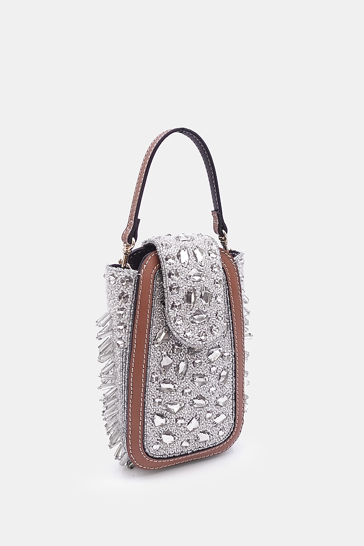 Silver Leather Embellished Waist Bag by Versuhz at Pernia's Pop Up Shop