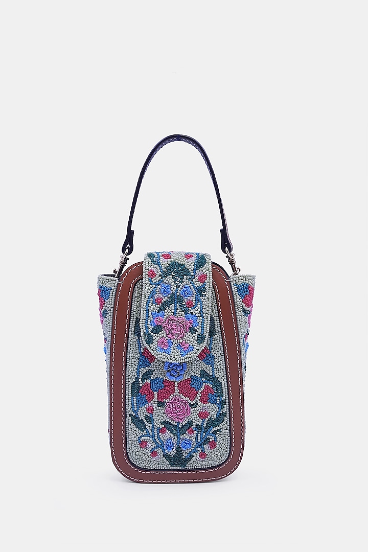 Pastel Blue Satin Embellished Waist Bag by Versuhz