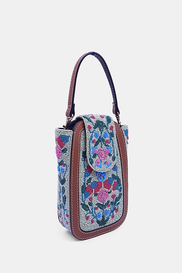 Pastel Blue Satin Embellished Waist Bag by Versuhz at Pernia's Pop Up Shop