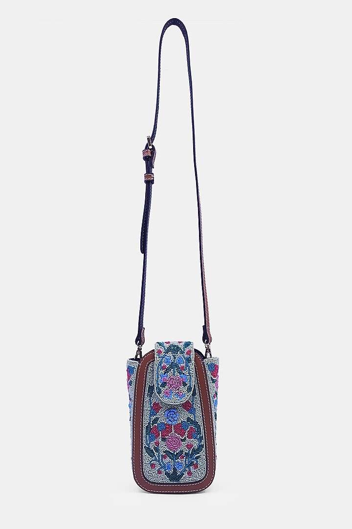 Pastel Blue Satin Embellished Waist Bag by Versuhz at Pernia's Pop Up Shop