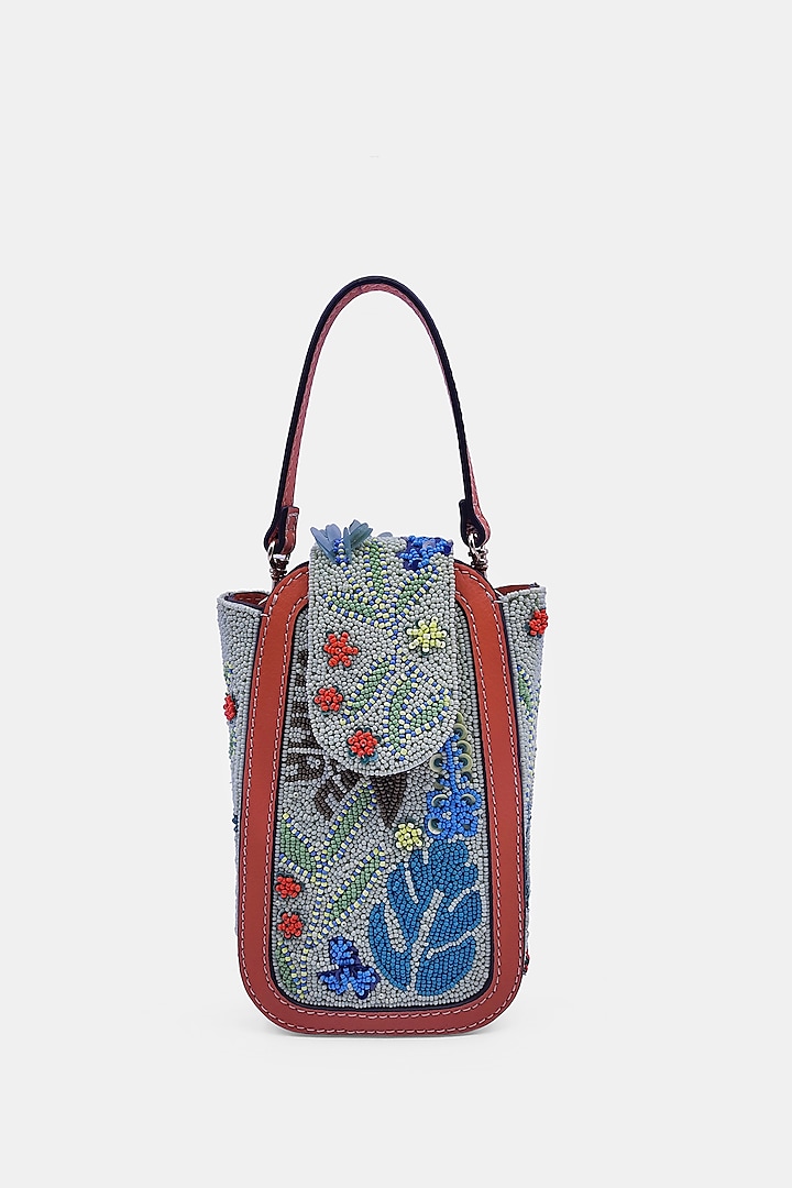 Green Satin Embellished Waist Bag by Versuhz