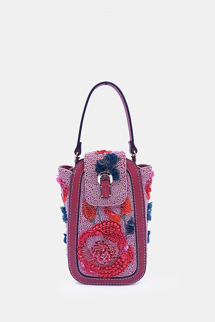 Pink Satin Embellished Waist Bag by Versuhz at Pernia's Pop Up Shop