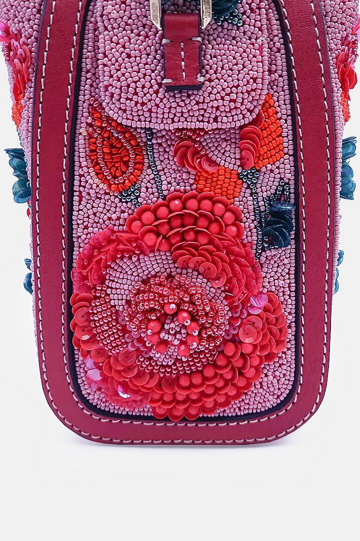 Pink Satin Embellished Waist Bag by Versuhz at Pernia's Pop Up Shop