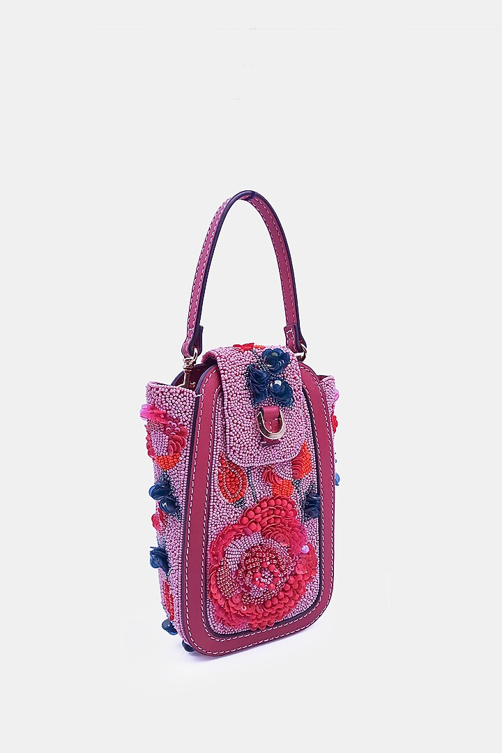 Pink Satin Embellished Waist Bag by Versuhz at Pernia's Pop Up Shop