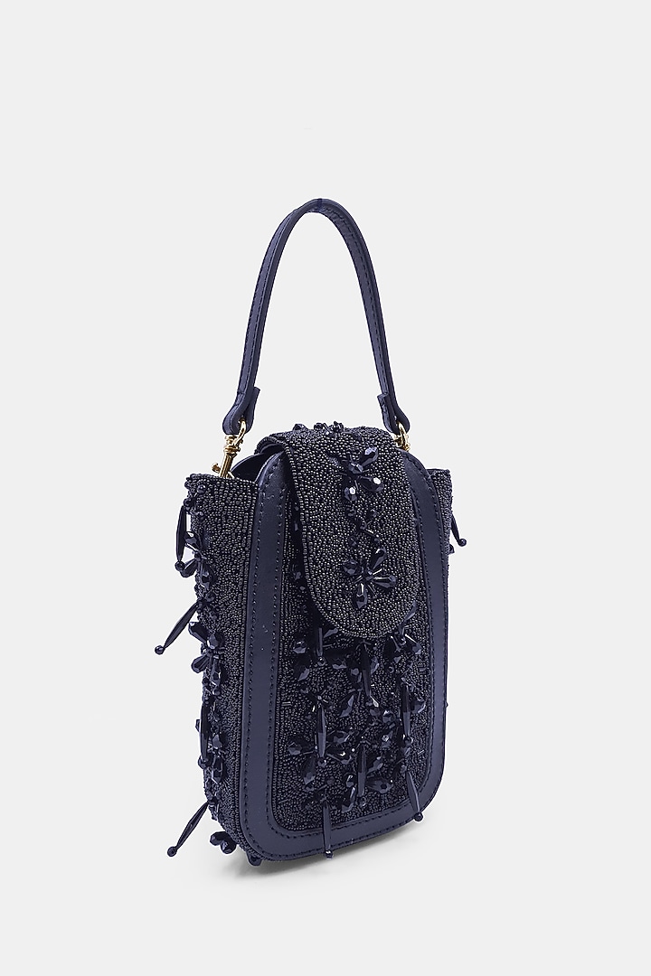 Black Satin Embellished Waist Bag by Versuhz at Pernia's Pop Up Shop