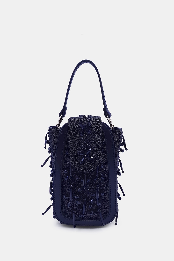 Black Satin Embellished Waist Bag by Versuhz at Pernia's Pop Up Shop