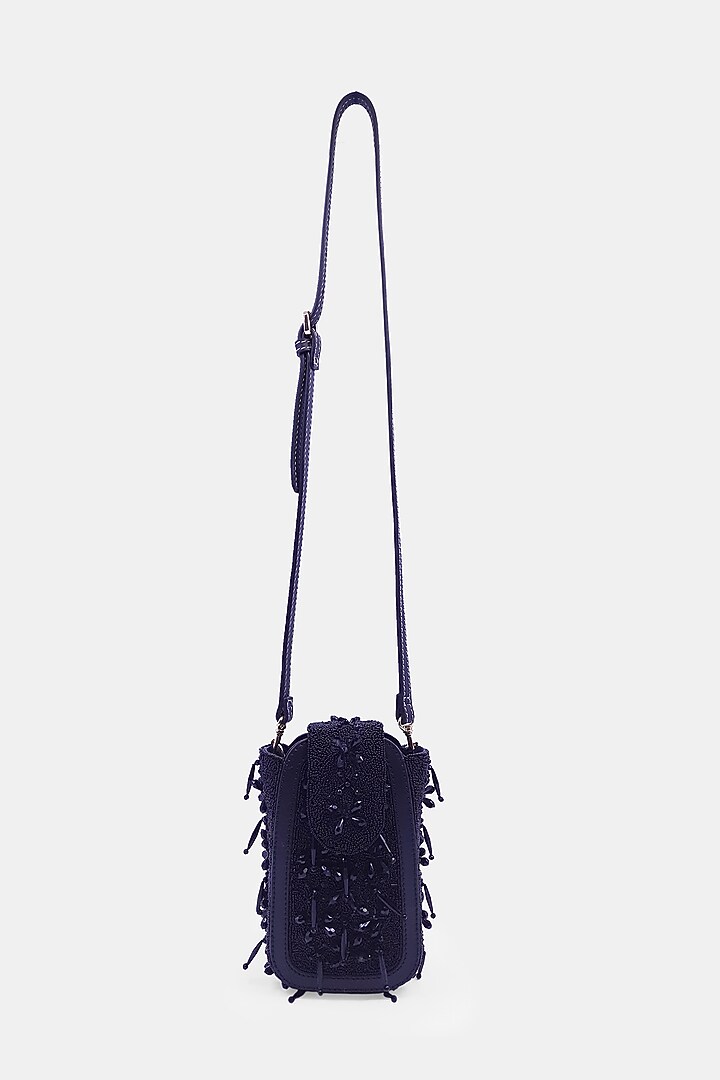 Black Satin Embellished Waist Bag by Versuhz at Pernia's Pop Up Shop