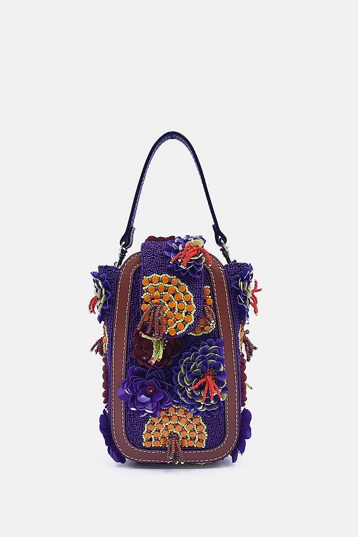 Purple Satin Embellished Waist Bag by Versuhz at Pernia's Pop Up Shop