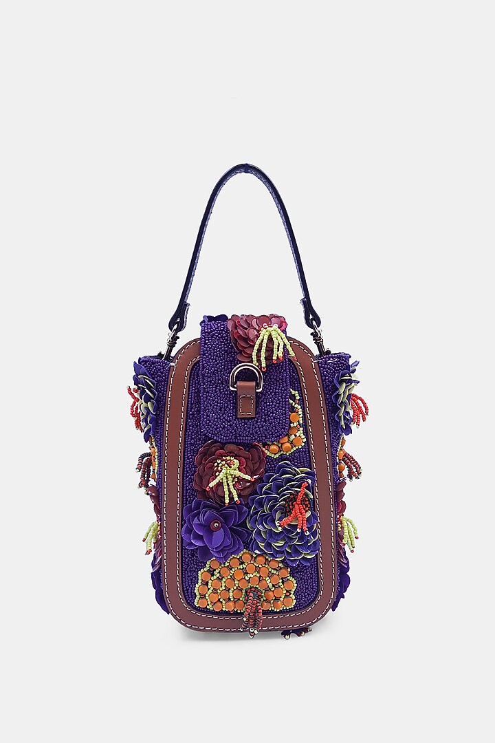 Purple Satin Embellished Waist Bag by Versuhz at Pernia's Pop Up Shop