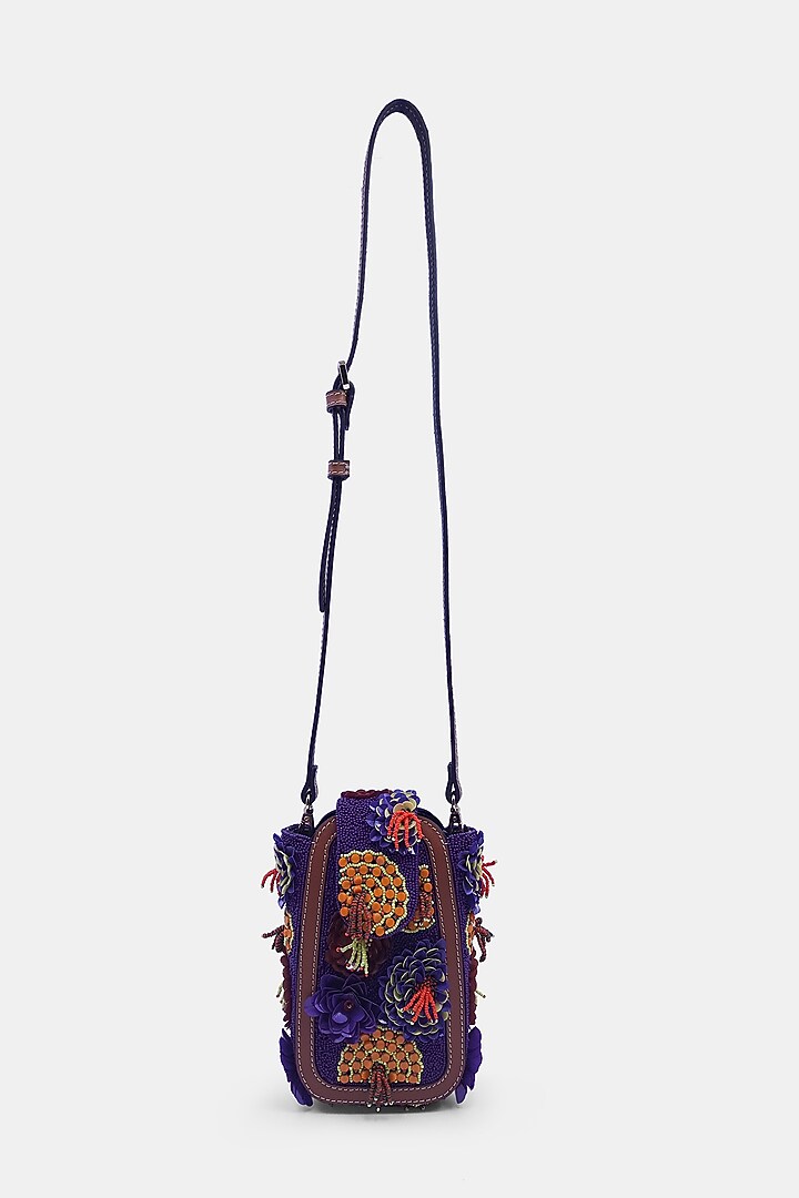 Purple Satin Embellished Waist Bag by Versuhz at Pernia's Pop Up Shop