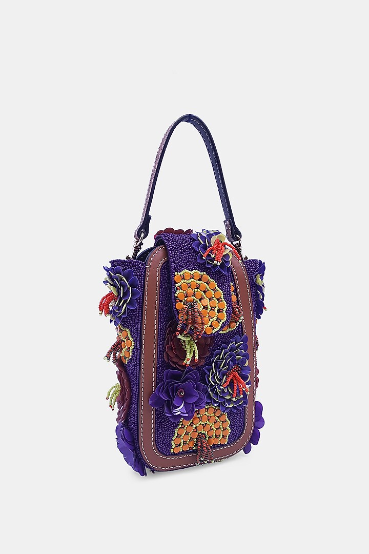 Purple Satin Embellished Waist Bag by Versuhz at Pernia's Pop Up Shop