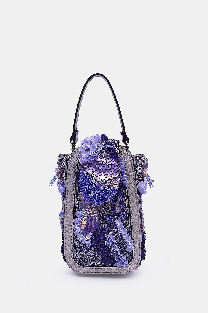 Lavender Satin Embellished Waist Bag by Versuhz