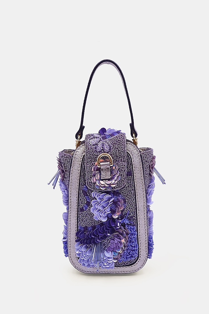 Lavender Satin Embellished Waist Bag by Versuhz at Pernia's Pop Up Shop