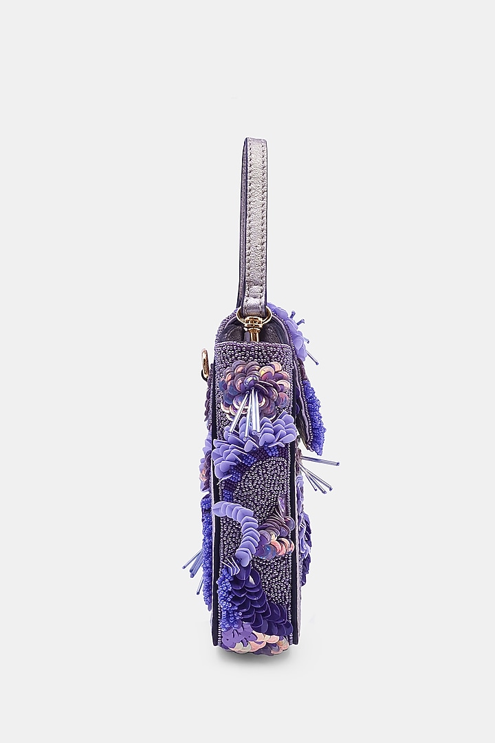 Lavender Satin Embellished Waist Bag by Versuhz at Pernia's Pop Up Shop