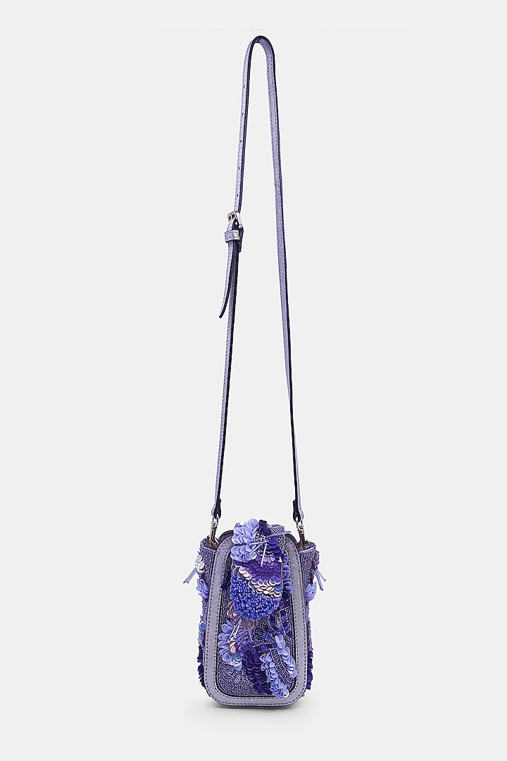 Lavender Satin Embellished Waist Bag by Versuhz at Pernia's Pop Up Shop