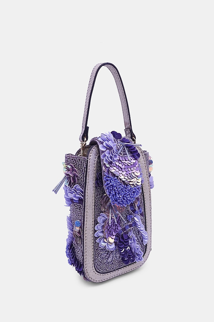 Lavender Satin Embellished Waist Bag by Versuhz at Pernia's Pop Up Shop