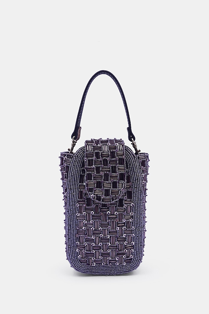 Mauve Satin Embellished Waist Bag by Versuhz at Pernia's Pop Up Shop