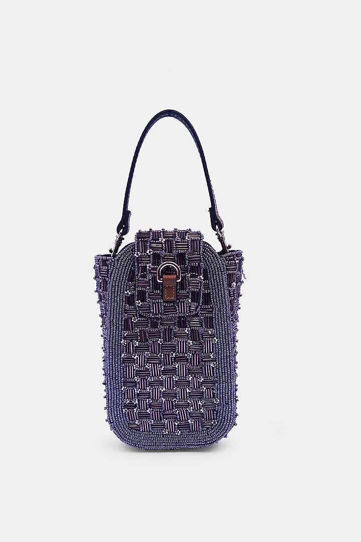 Mauve Satin Embellished Waist Bag by Versuhz at Pernia's Pop Up Shop